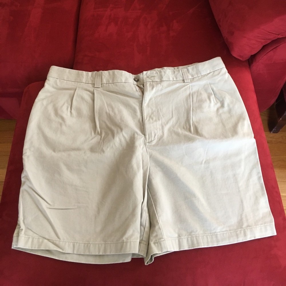 Khaki shorts. Big &Tall. Size 46 waist. Great condition. Pleated. Tan/bone.